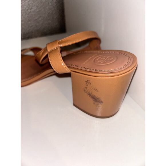 Tory Burch Laurel Preppy Academia Old Money Ankle Strap Tan Strappy Block Heels - Picture 6 of 9